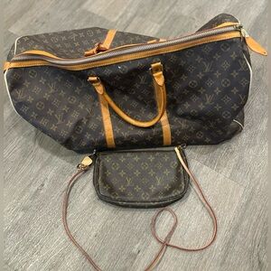Louis Vuitton Vintage Monogram Canvas Keepall 45 Duffle Bag & LV Pochette Bag